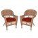 Honey Wicker Chair With CushionSet of  2