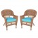 Honey Wicker Chair With CushionSet of  2