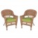 Honey Wicker Chair With CushionSet of  2