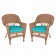 Honey Wicker Chair With CushionSet of  2