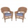 Honey Wicker Chair With CushionSet of  2