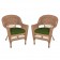 Honey Wicker Chair With CushionSet of  2