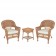 Honey Wicker Chair And End Table Set With Chair Cushion