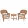 Honey Wicker Chair And End Table Set With Chair Cushion