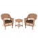 Honey Wicker Chair And End Table Set With Chair Cushion