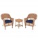 Honey Wicker Chair And End Table Set With Chair Cushion