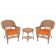 Honey Wicker Chair And End Table Set With Chair Cushion