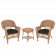 Honey Wicker Chair And End Table Set With Chair Cushion