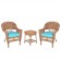 Honey Wicker Chair And End Table Set With Chair Cushion
