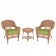 Honey Wicker Chair And End Table Set With Chair Cushion