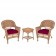 Honey Wicker Chair And End Table Set With Chair Cushion