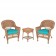 Honey Wicker Chair And End Table Set With Chair Cushion