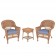 Honey Wicker Chair And End Table Set With Chair Cushion