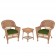 Honey Wicker Chair And End Table Set With Chair Cushion