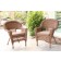 Honey Wicker Chair With Brown Cushion - Set of 4