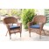 Honey Wicker Chair With Midnight Blue Cushion - Set of 4