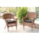 Honey Wicker Chair With Black Cushion - Set of 4