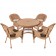 5pc Honey Wicker Dining Set With Cushions