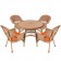 5pc Honey Wicker Dining Set With Cushions