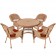 5pc Honey Wicker Dining Set With Cushions
