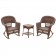 3pc Santa Maria Espresso Rocker Wicker Chair Set - Midnight Blue Cushions