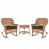 3pc Honey Rocker Wicker Chair Set With Cushion