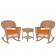 3pc Honey Rocker Wicker Chair Set With Cushion