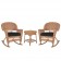 3pc Honey Rocker Wicker Chair Set With Cushion