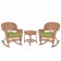 3pc Honey Rocker Wicker Chair Set With Cushion