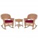 3pc Honey Rocker Wicker Chair Set With Cushion