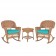 3pc Honey Rocker Wicker Chair Set With Cushion