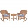 3pc Honey Rocker Wicker Chair Set With Cushion