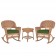 3pc Honey Rocker Wicker Chair Set With Cushion