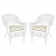 White Wicker Chair With Cushion Set of 2