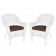 White Wicker Chair With Cushion Set of 2