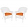 White Wicker Chair With Cushion Set of 2