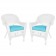 White Wicker Chair With Cushion Set of 2