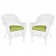 White Wicker Chair With Cushion Set of 2