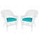 White Wicker Chair With Cushion Set of 2