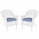 White Wicker Chair With Cushion Set of 2