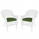 White Wicker Chair With Cushion Set of 2
