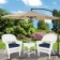 White Wicker Chair And End Table Set With Chair Cushion