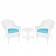 White Wicker Chair And End Table Set With Chair Cushion