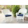 White Wicker Chair With Midnight Blue Cushion - Set of 4
