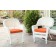 White Wicker Chair With Orange Cushion - Set of 4