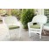 White Wicker Chair With Sage Green Cushion - Set of 4