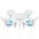 5pc White Wicker Dining Set With Cushions