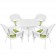 5pc White Wicker Dining Set With Cushions