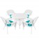 5pc White Wicker Dining Set With Cushions
