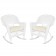 White Rocker Wicker Chair with Cushion-  Set of 2